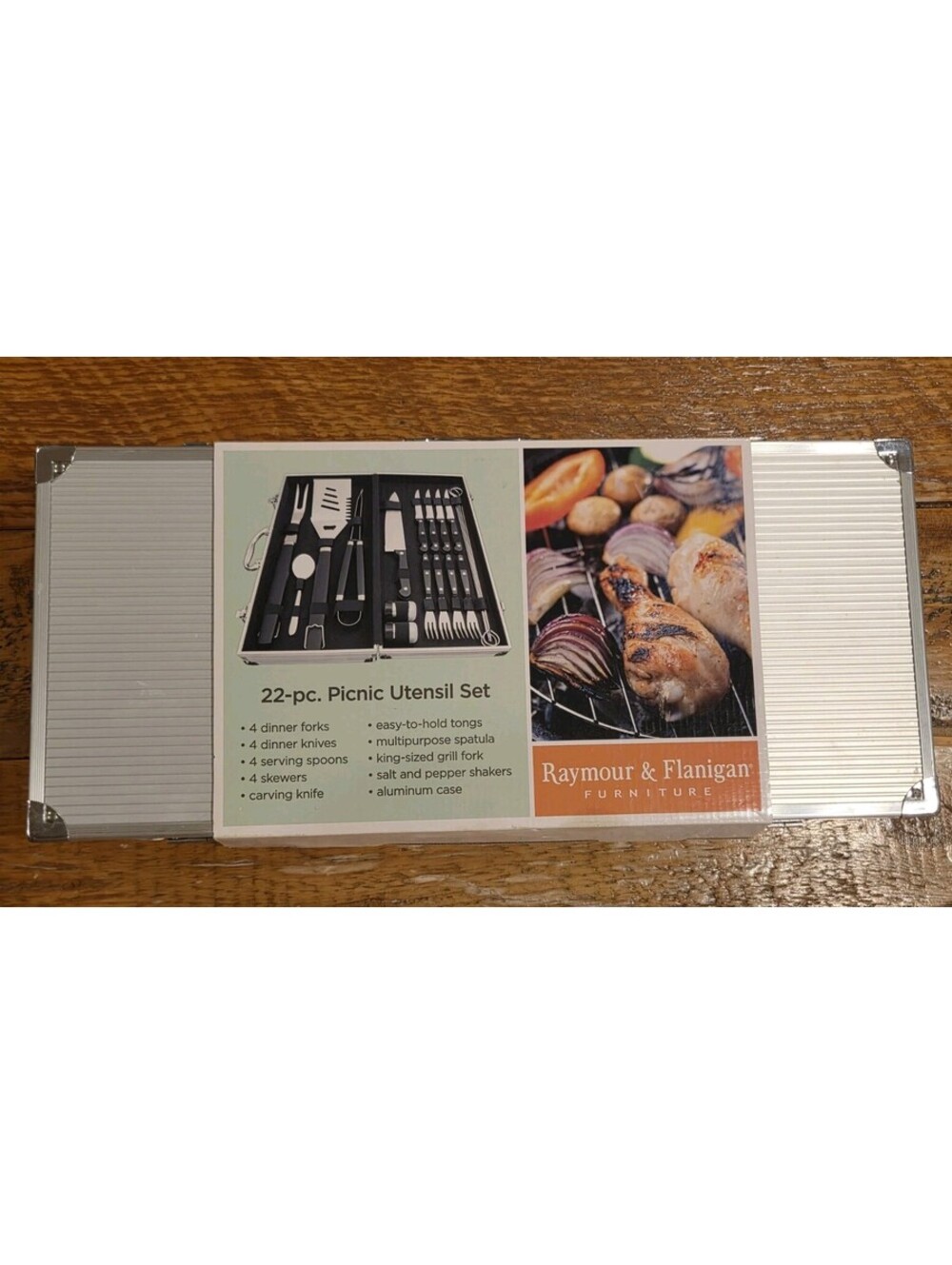 Raymour And Flanigan 22 Piece Picnic Utensil Set In Handy Aluminum Carry Case